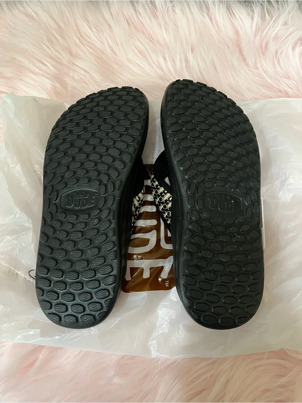 Hey Dude Black Flip Flop with Leopard-Print Straps